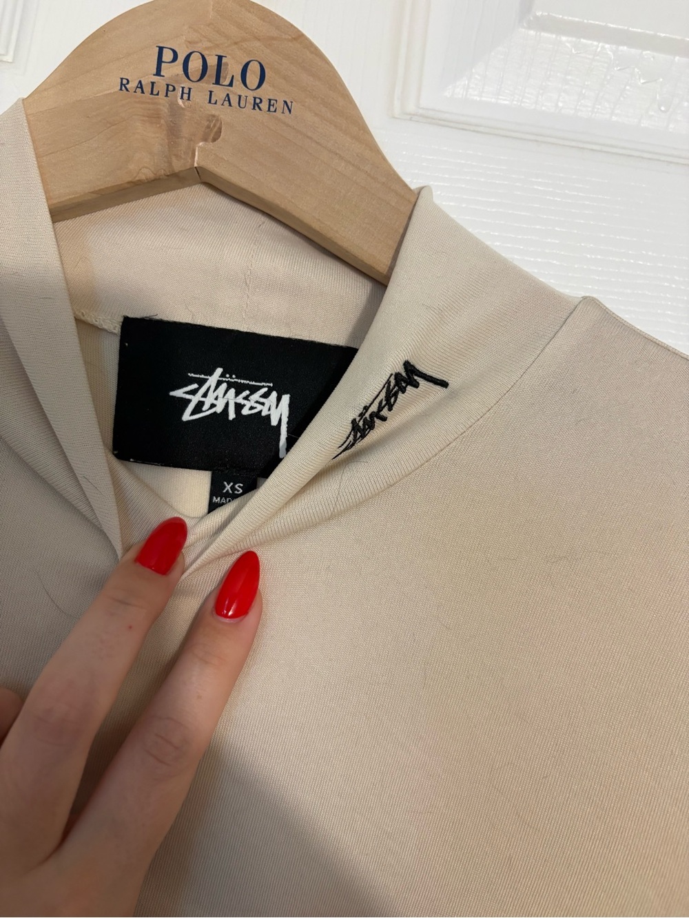 Stussy Turtleneck Sweater Cream with Black Logo